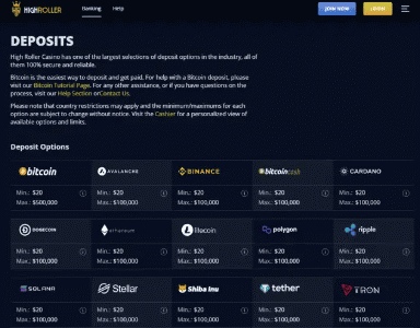 High Roller Casino Payment Options